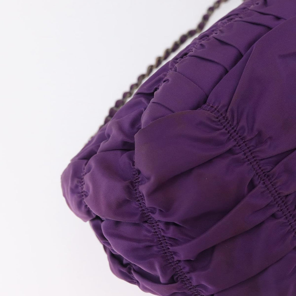 PRADA Chain Shoulder Bag Nylon Purple Silver Auth ka6524