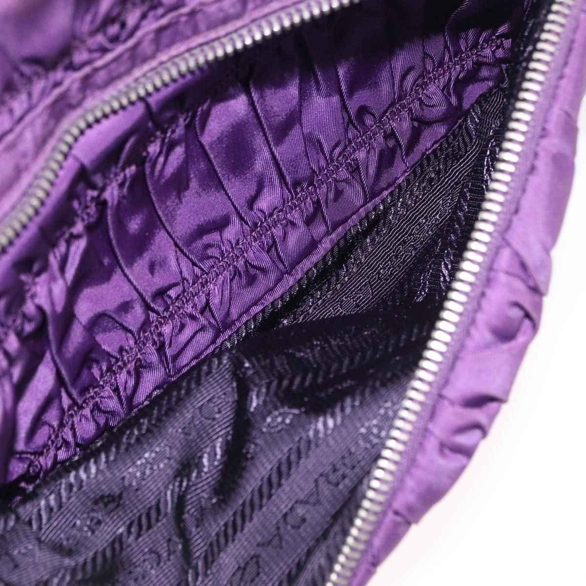 PRADA Chain Shoulder Bag Nylon Purple Silver Auth ka6524