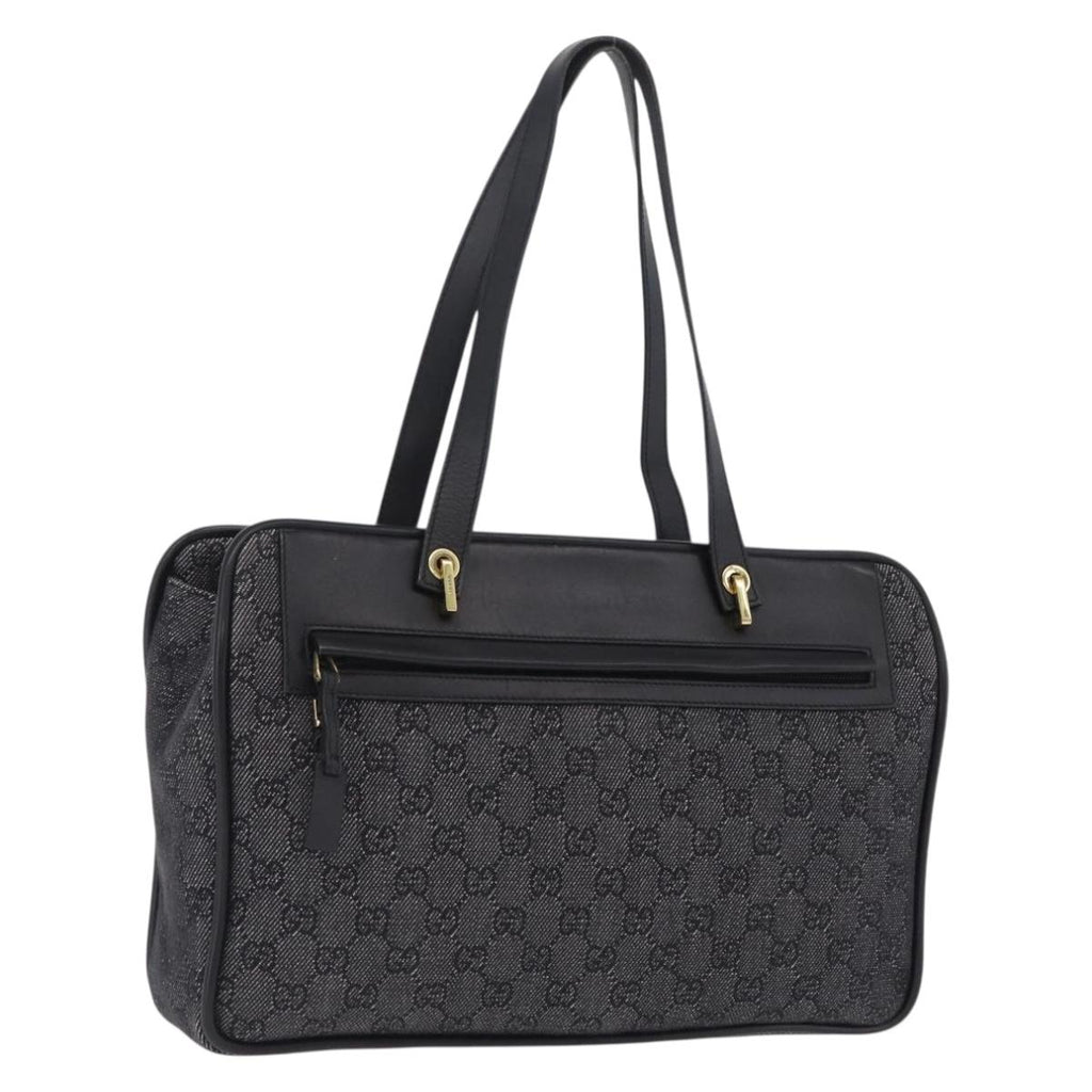 GUCCI GG Canvas Tote Bag Black Gold 92730 Auth ka6548A