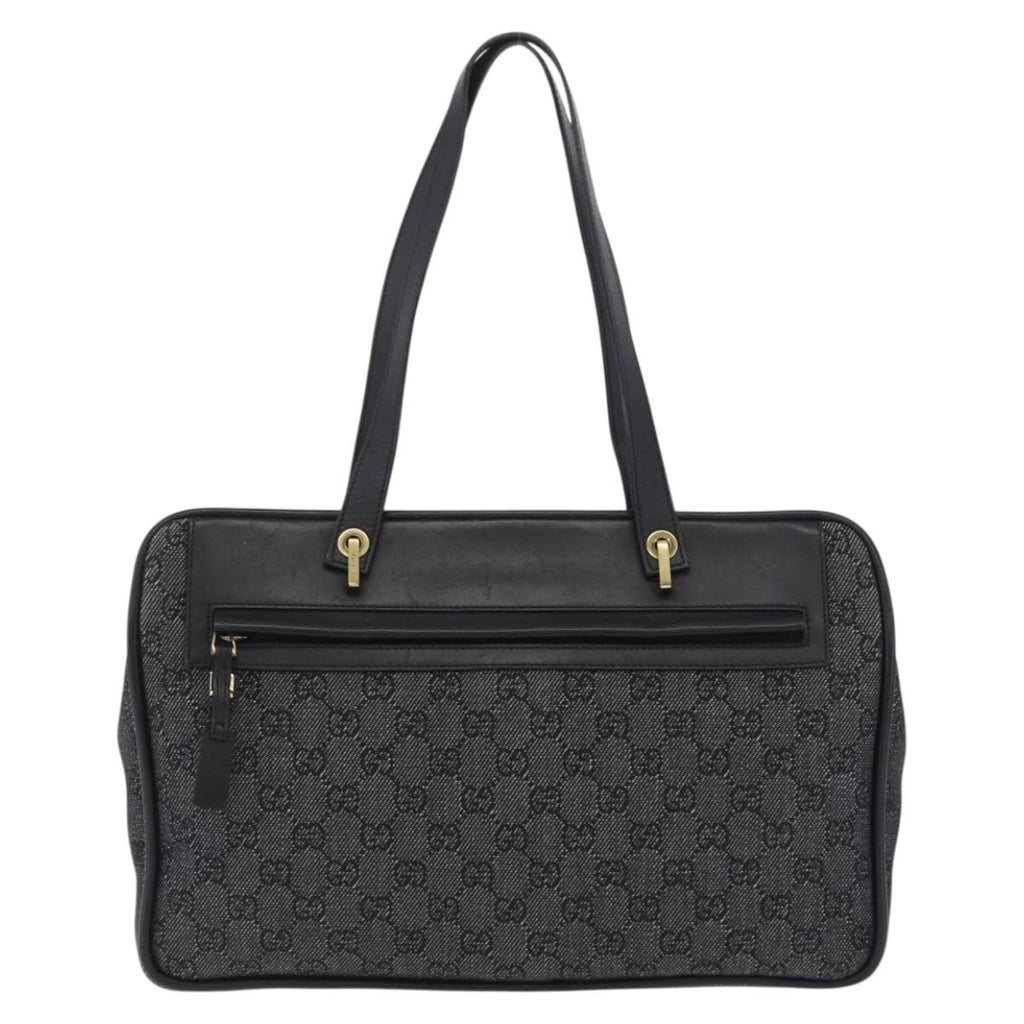 GUCCI GG Canvas Tote Bag Black Gold 92730 Auth ka6548A