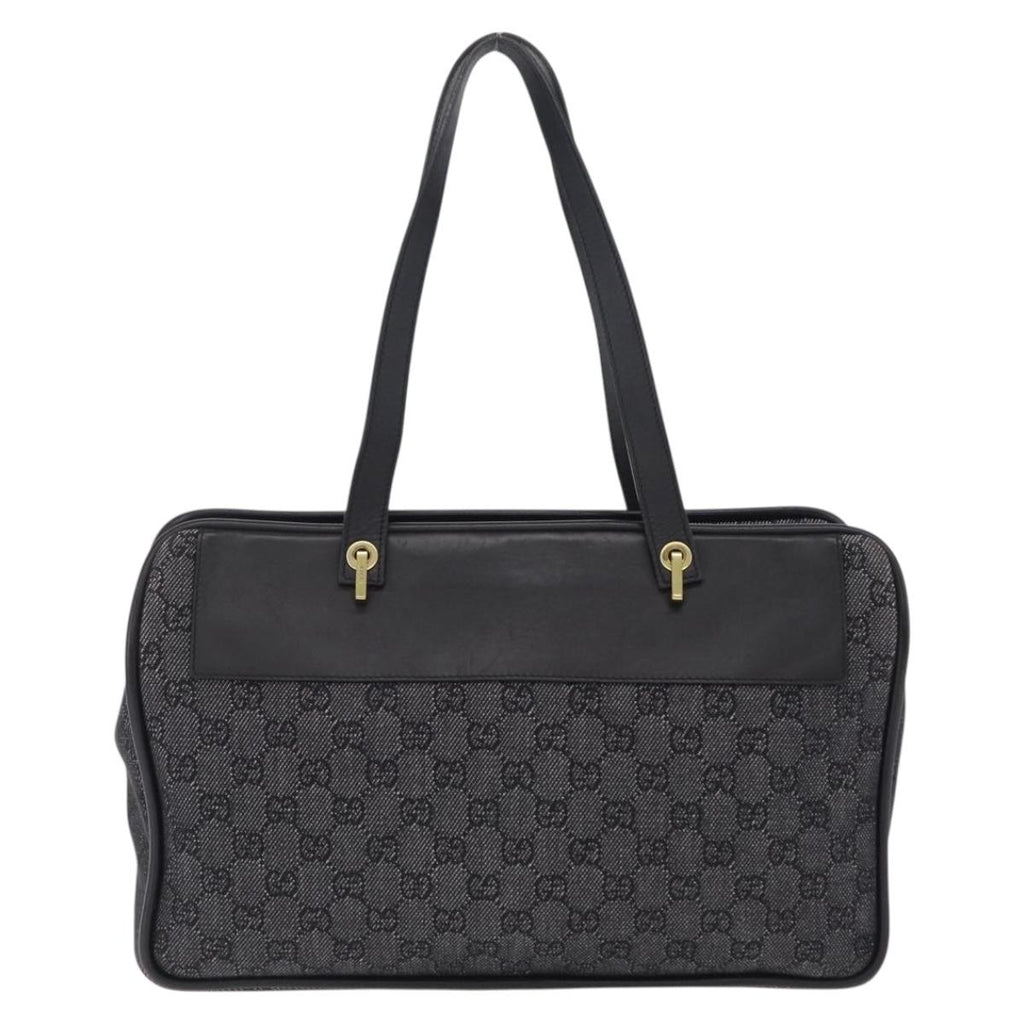 GUCCI GG Canvas Tote Bag Black Gold 92730 Auth ka6548A
