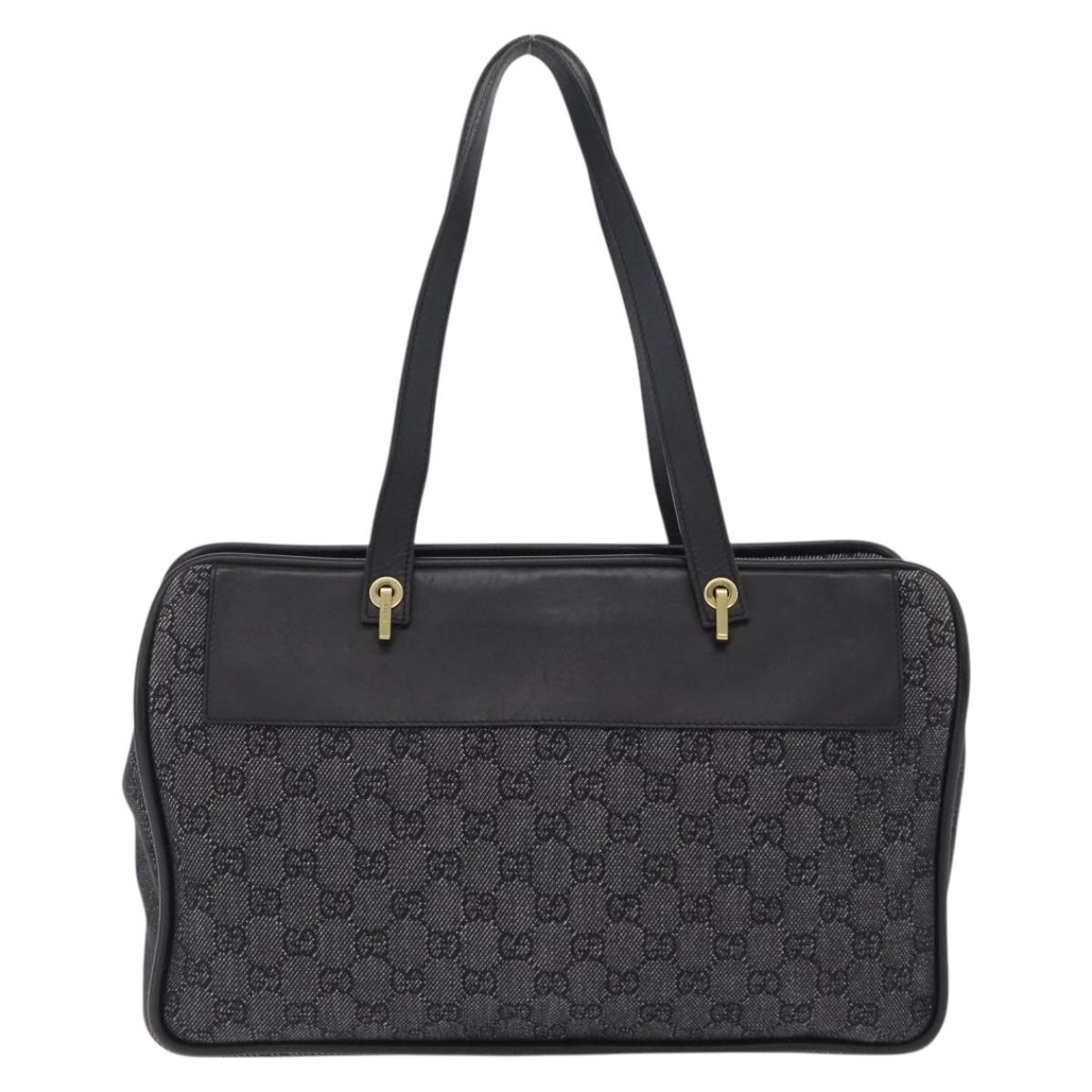 GUCCI GG Canvas Tote Bag Black Gold 92730 Auth ka6548A