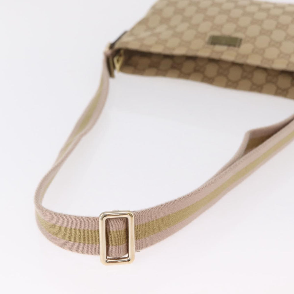 GUCCI GG Canvas Sherry Line Shoulder Bag Beige Gold 189749 Auth ka6574