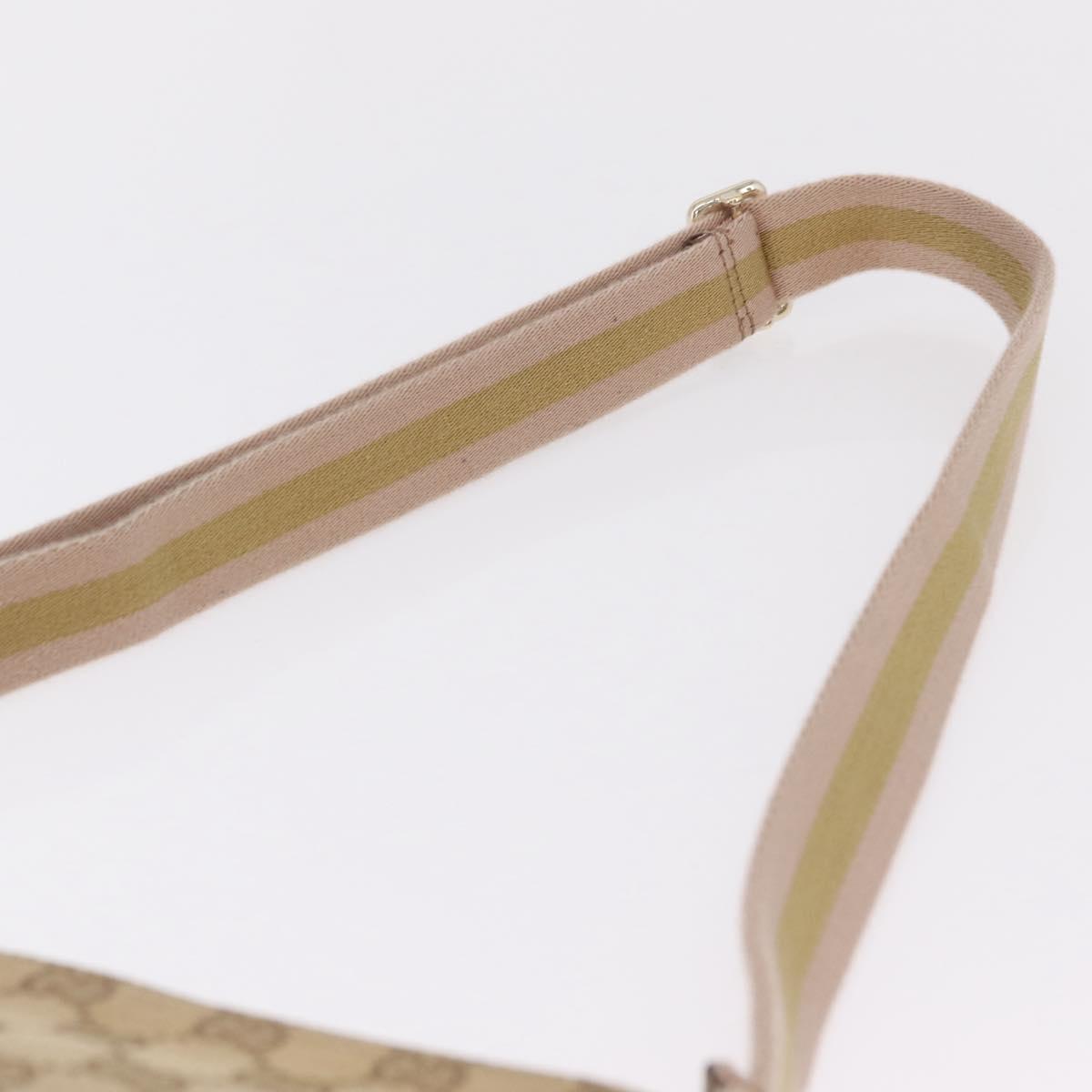 GUCCI GG Canvas Sherry Line Shoulder Bag Beige Gold 189749 Auth ka6574