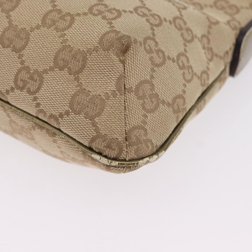 GUCCI GG Canvas Sherry Line Shoulder Bag Beige Gold 189749 Auth ka6574