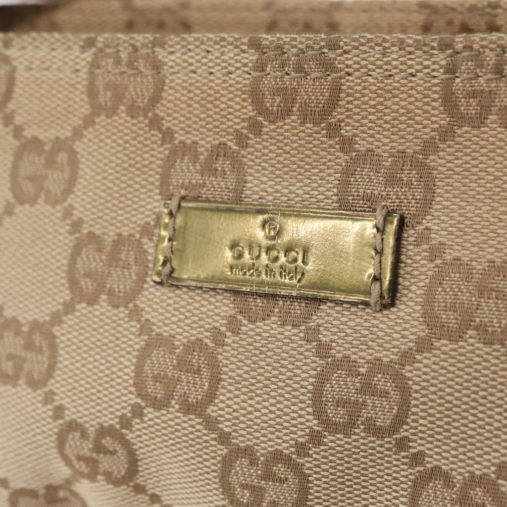 GUCCI GG Canvas Sherry Line Shoulder Bag Beige Gold 189749 Auth ka6574