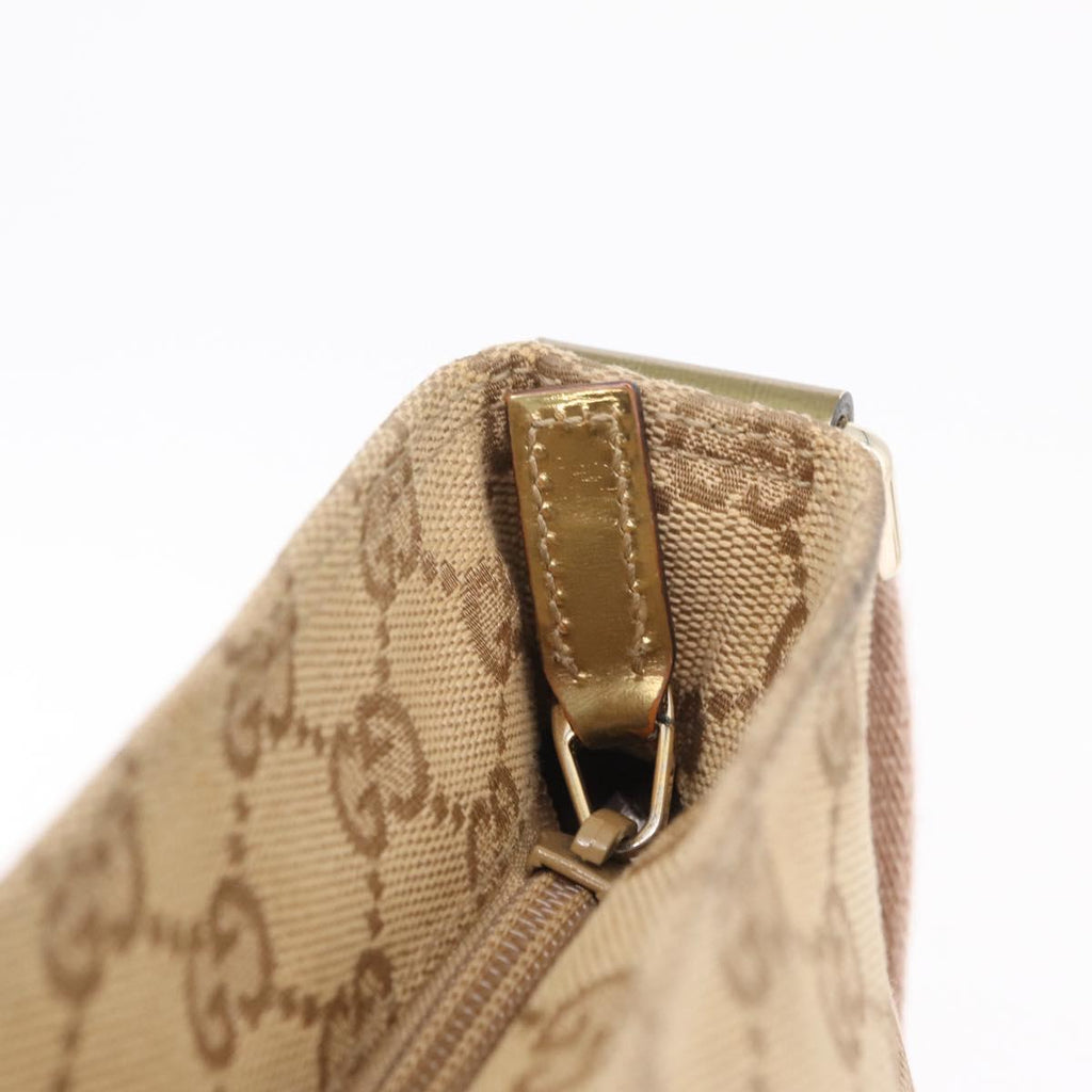 GUCCI GG Canvas Sherry Line Shoulder Bag Beige Gold 189749 Auth ka6574