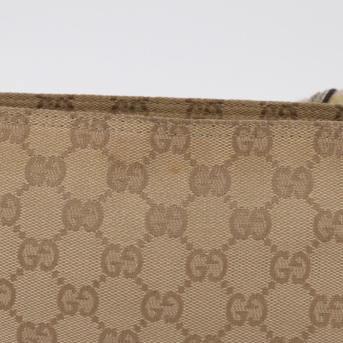 GUCCI GG Canvas Sherry Line Shoulder Bag Beige Gold 189749 Auth ka6574