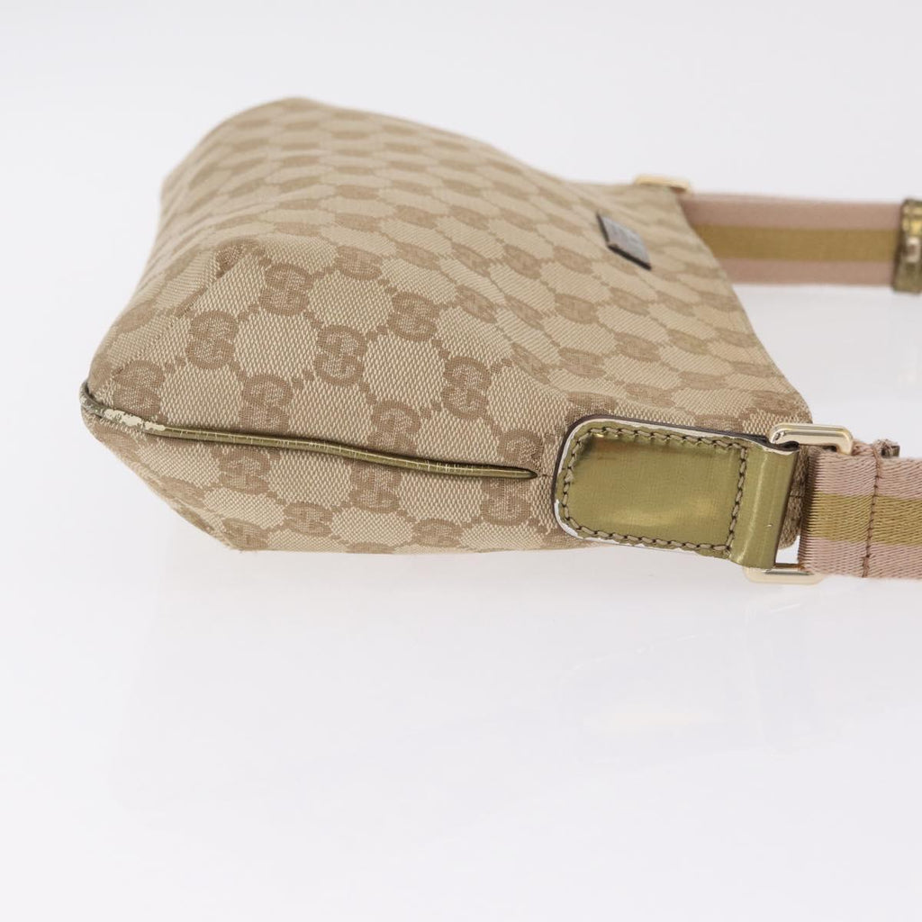 GUCCI GG Canvas Sherry Line Shoulder Bag Beige Gold 189749 Auth ka6574