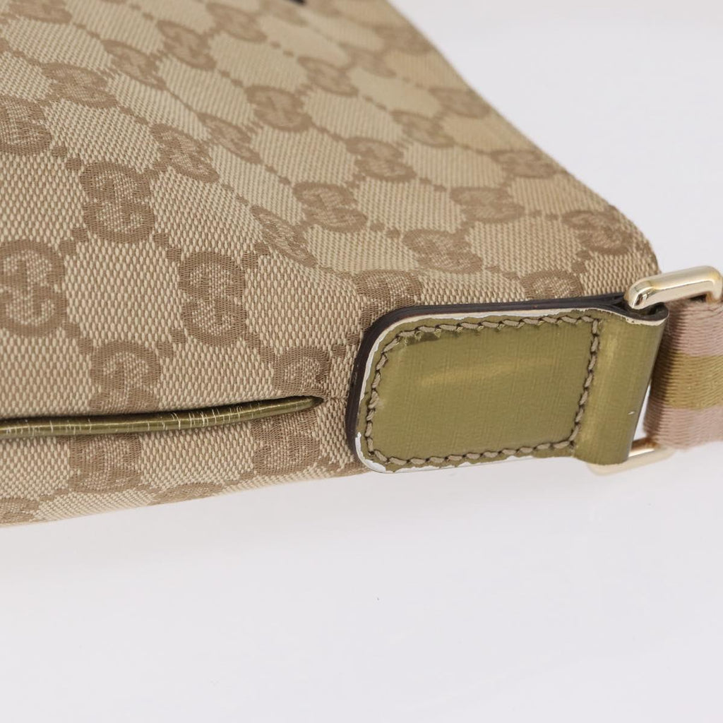 GUCCI GG Canvas Sherry Line Shoulder Bag Beige Gold 189749 Auth ka6574