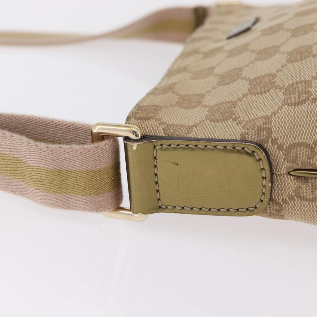 GUCCI GG Canvas Sherry Line Shoulder Bag Beige Gold 189749 Auth ka6574