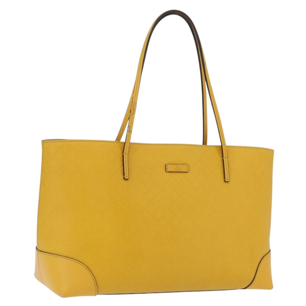 GUCCI Diamante Tote Bag Leather Yellow 353397 Auth ka6575