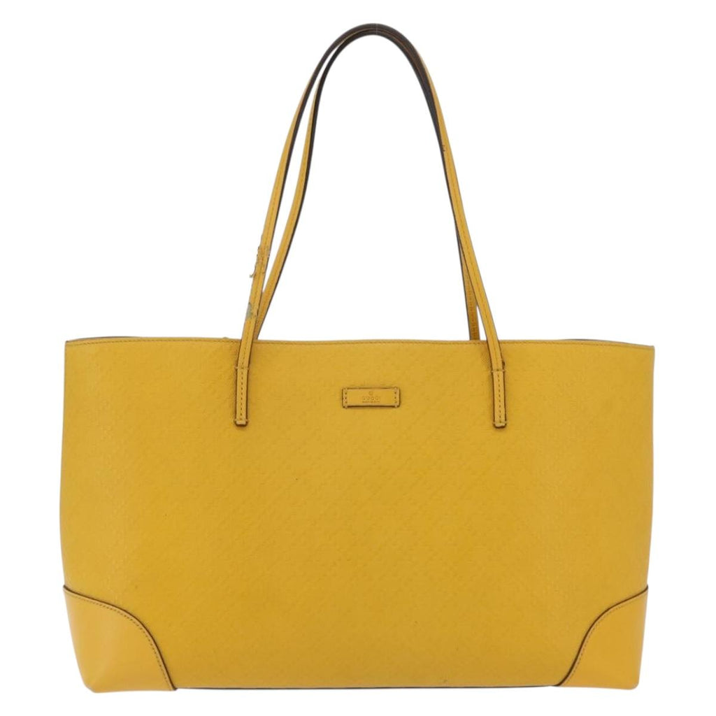 GUCCI Diamante Tote Bag Leather Yellow 353397 Auth ka6575