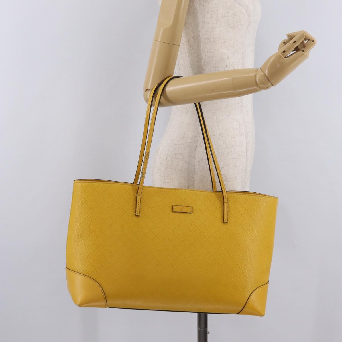 GUCCI Diamante Tote Bag Leather Yellow 353397 Auth ka6575