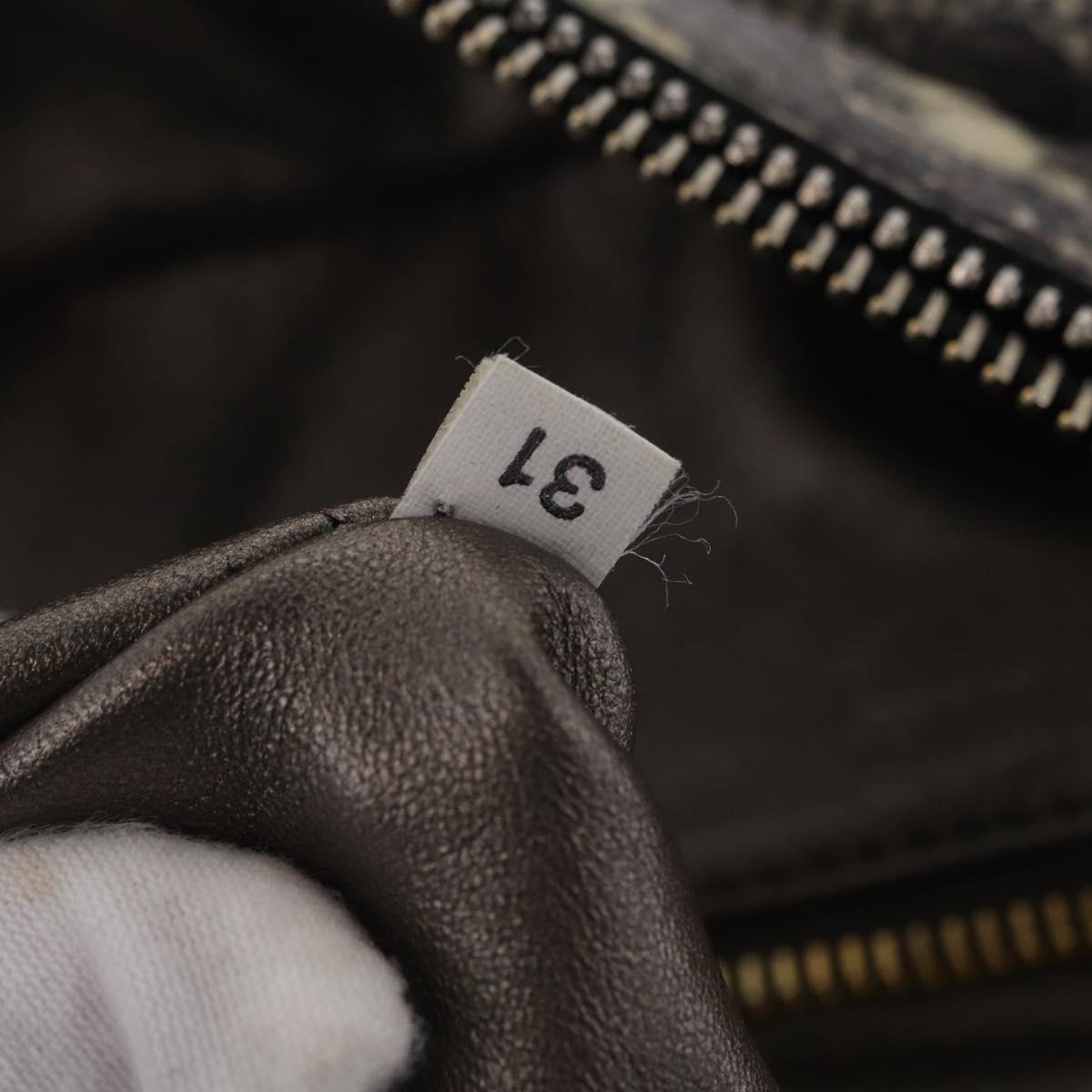 PRADA Hand Bag Leather Gray Gold Auth ka6590V