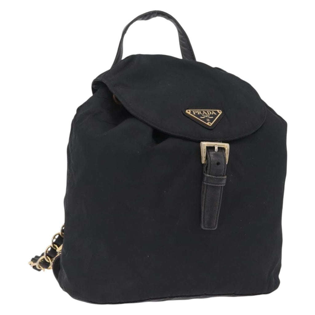 PRADA Backpack Nylon Black Gold Auth ka6591