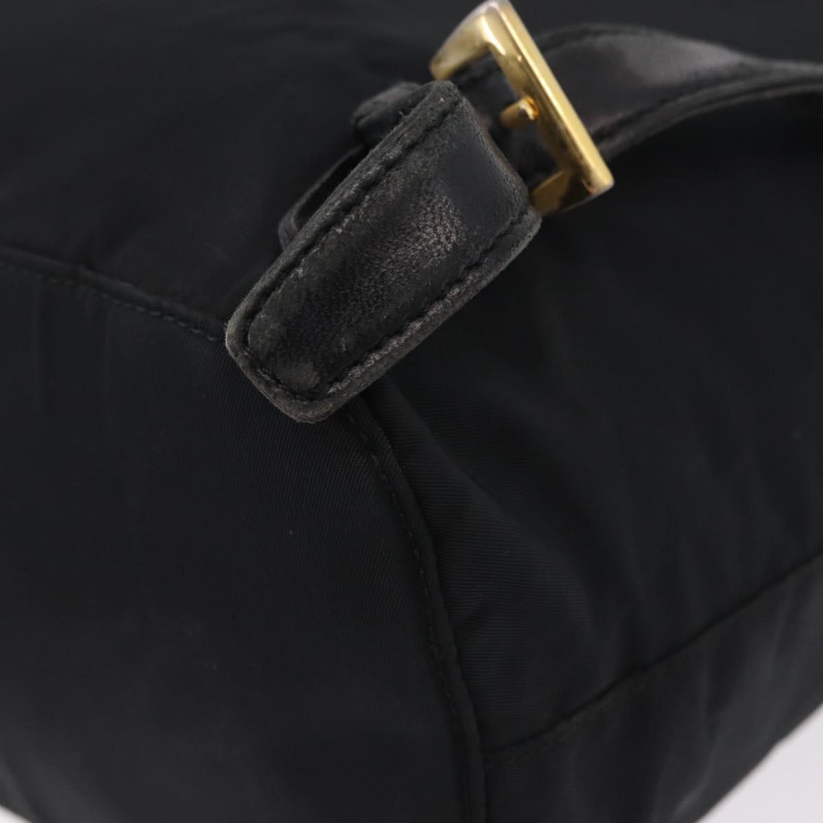 PRADA Backpack Nylon Black Gold Auth ka6591