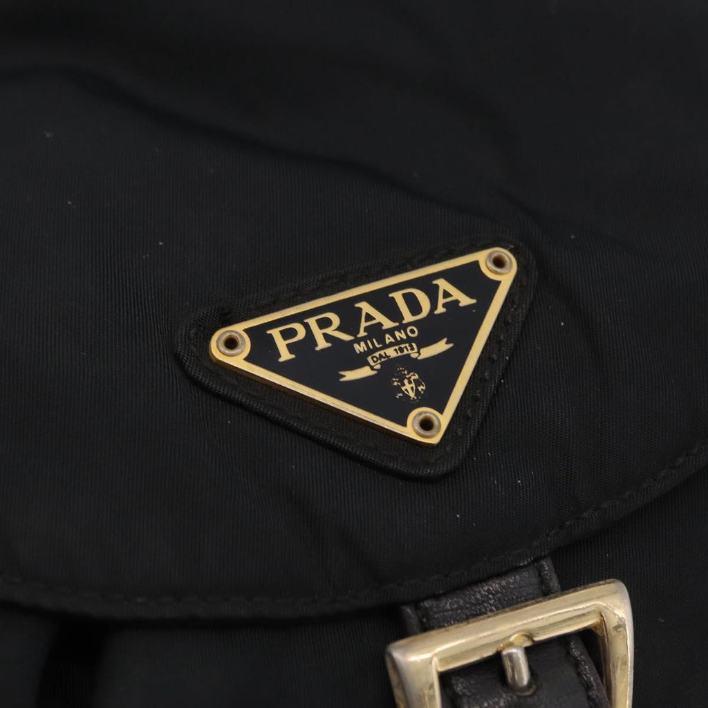 PRADA Backpack Nylon Black Gold Auth ka6591