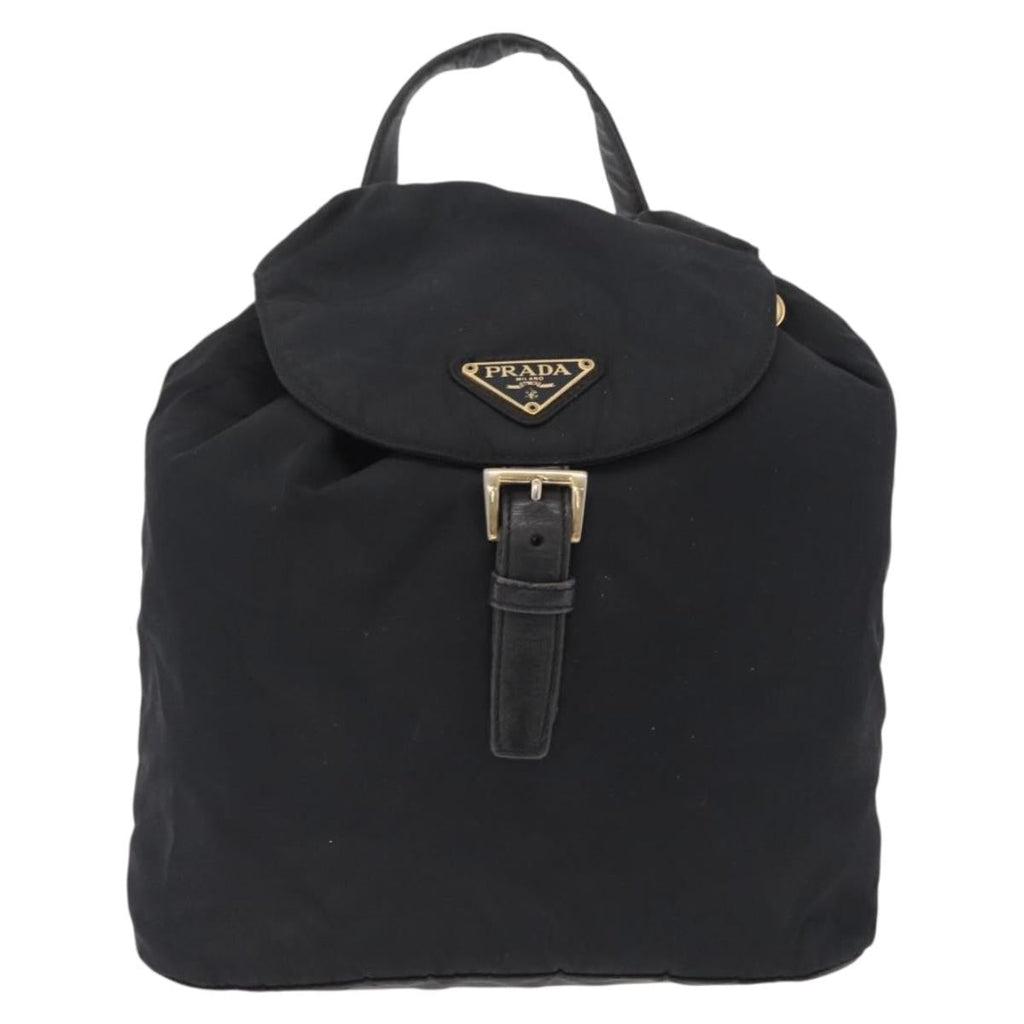 PRADA Backpack Nylon Black Gold Auth ka6591