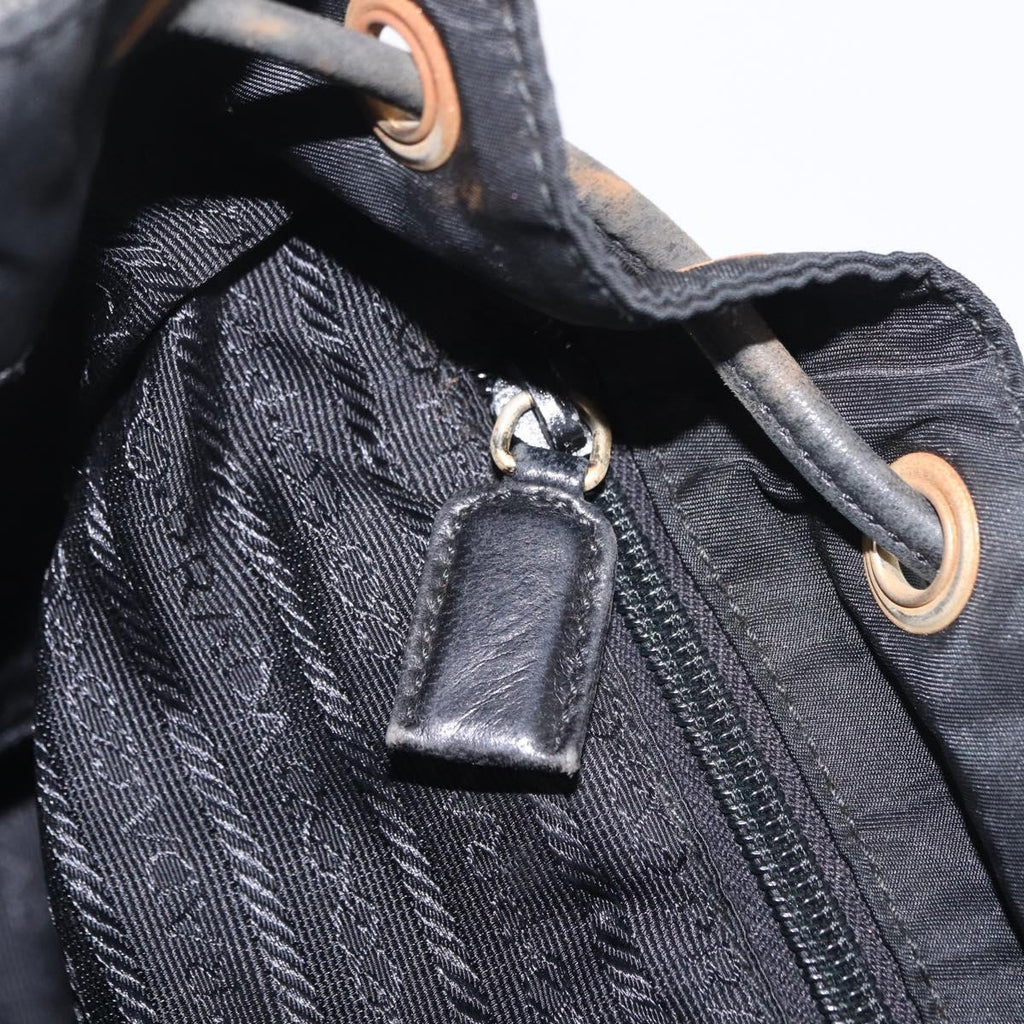 PRADA Backpack Nylon Black Gold Auth ka6591
