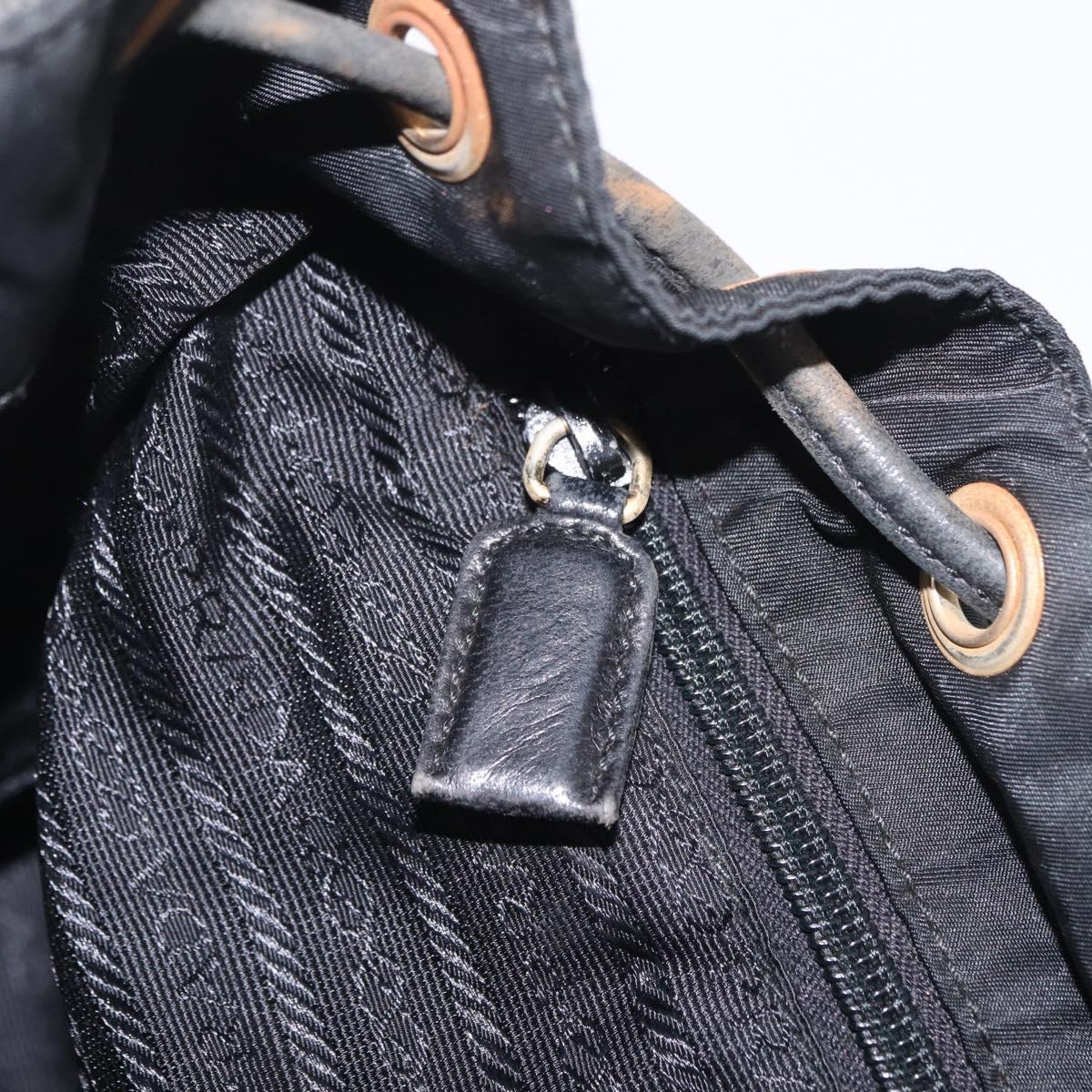 PRADA Backpack Nylon Black Gold Auth ka6591