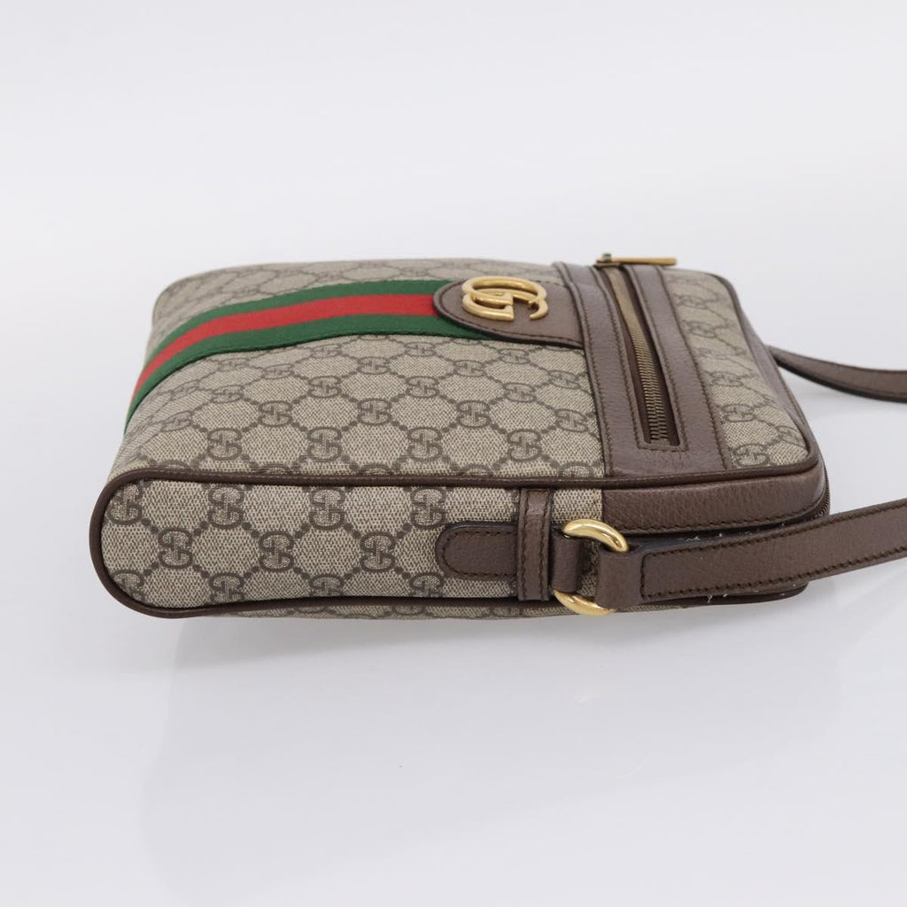 GUCCI GG Supreme Web Sherry Line Shoulder Bag PVC Beige Gold 547926 Auth ka6613V