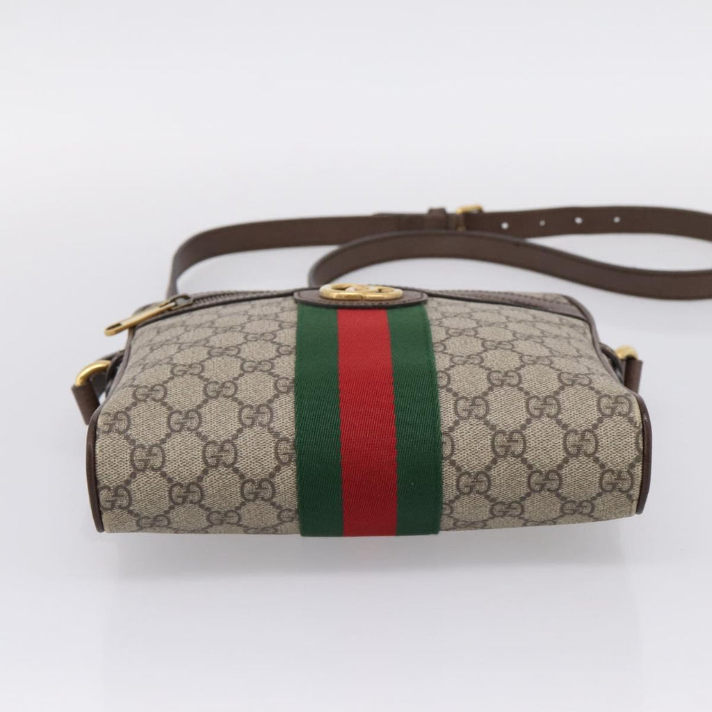 GUCCI GG Supreme Web Sherry Line Shoulder Bag PVC Beige Gold 547926 Auth ka6613V