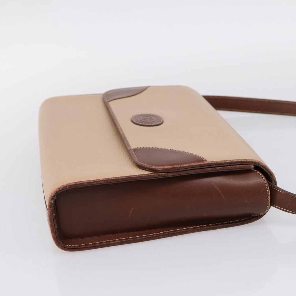 GUCCI Hand Bag Leather Beige Gold Auth ka6621
