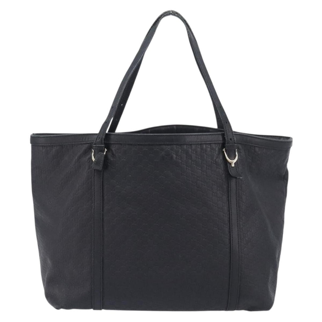 GUCCI Micro GG Canvas Guccissima Tote Bag Leather Black Gold 449647 Auth ka6642