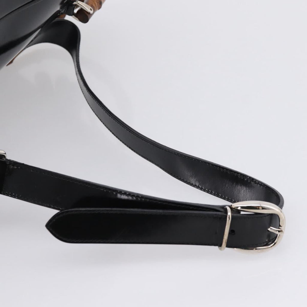 GUCCI Bamboo Shoulder Bag Nylon Black 003 2058 0059 5 Auth ka6673