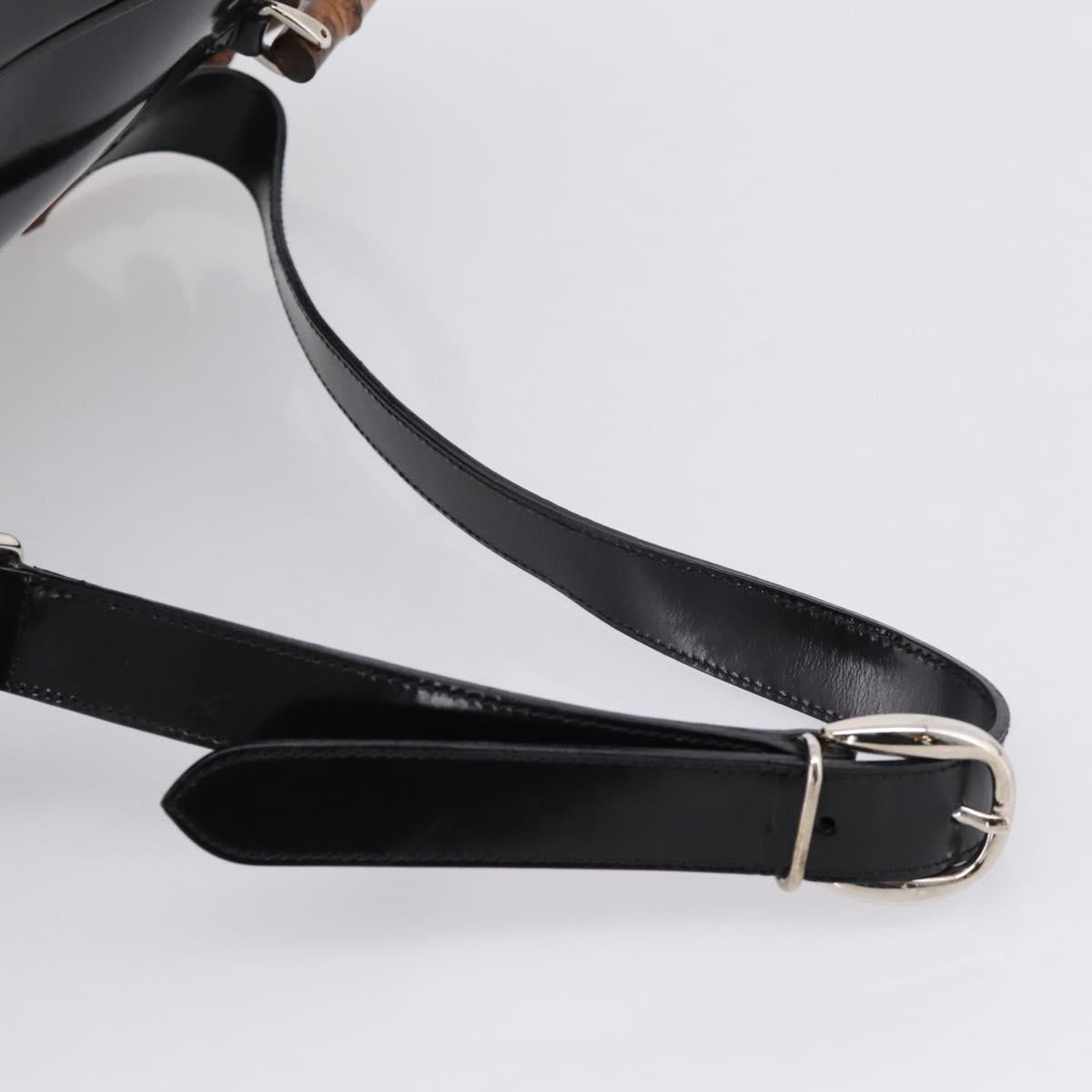 GUCCI Bamboo Shoulder Bag Nylon Black 003 2058 0059 5 Auth ka6673