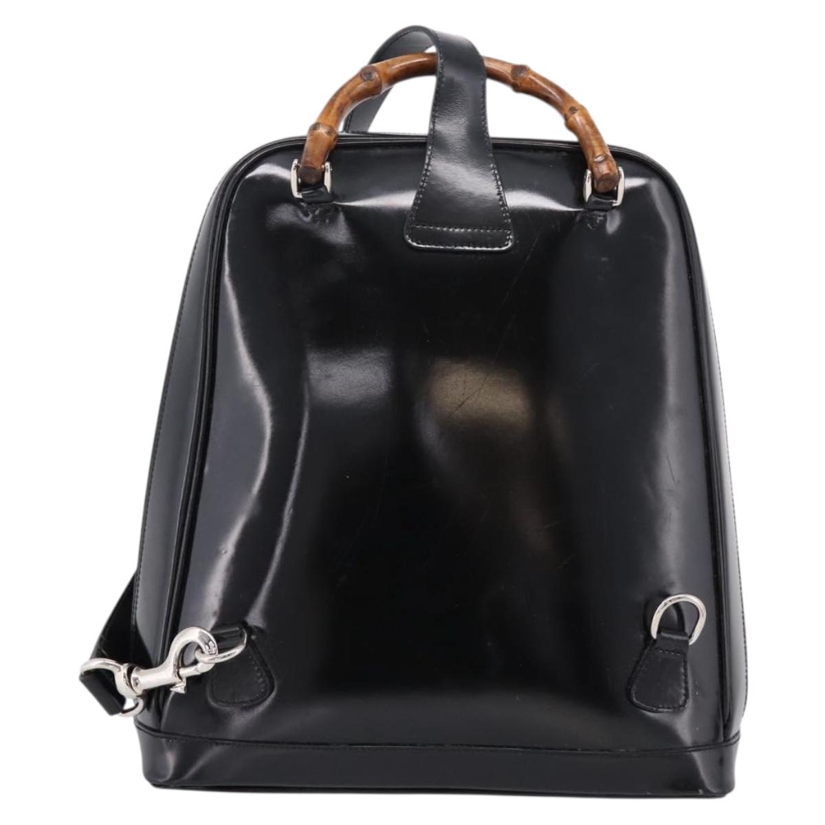 GUCCI Bamboo Shoulder Bag Nylon Black 003 2058 0059 5 Auth ka6673