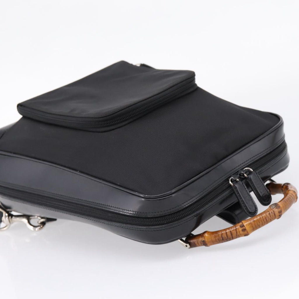 GUCCI Bamboo Shoulder Bag Nylon Black 003 2058 0059 5 Auth ka6673