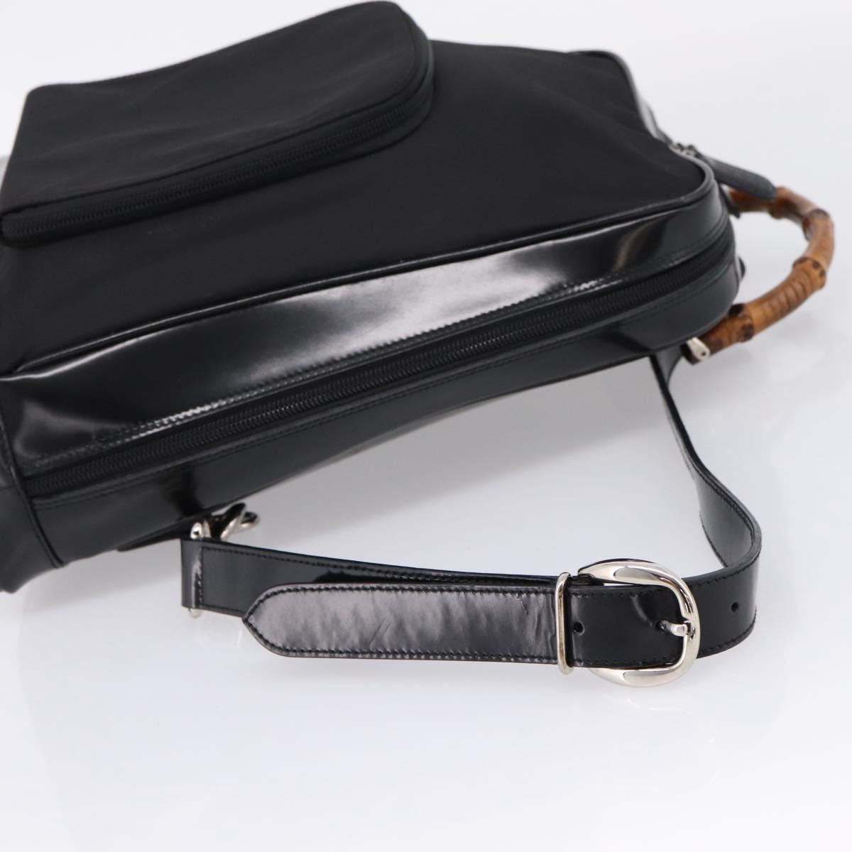 GUCCI Bamboo Shoulder Bag Nylon Black 003 2058 0059 5 Auth ka6673