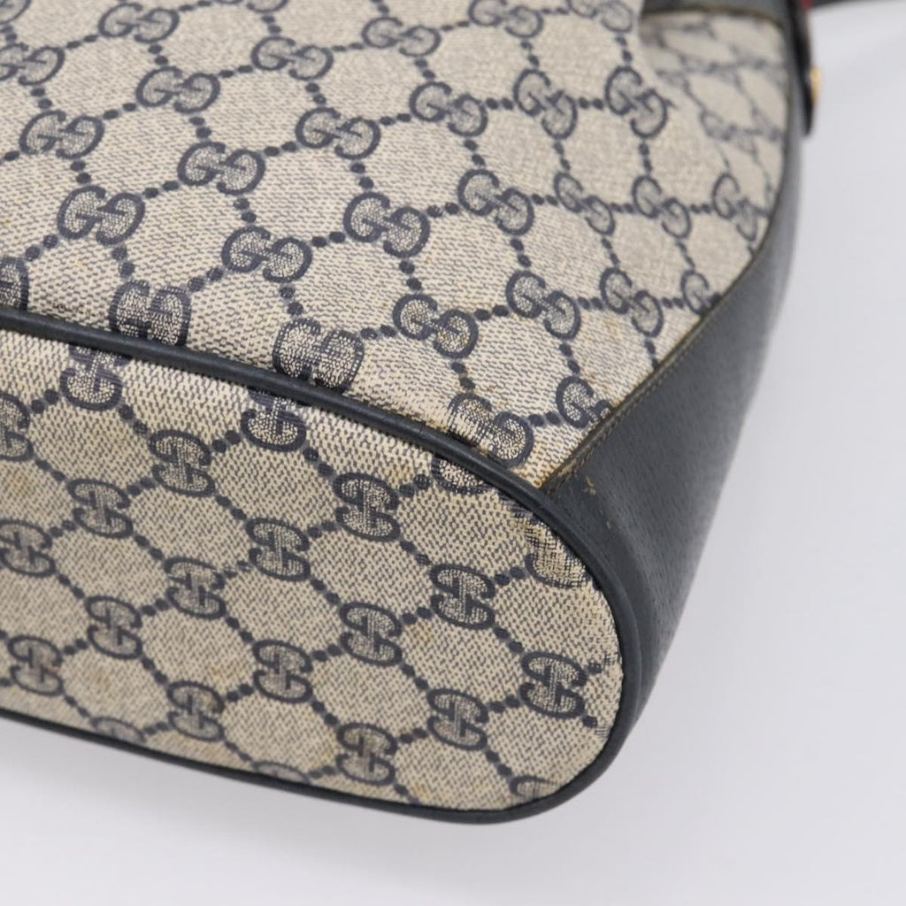 GUCCI GG Supreme Sherry Line Shoulder Bag PVC Navy Gold 41 02 034 Auth ka6694