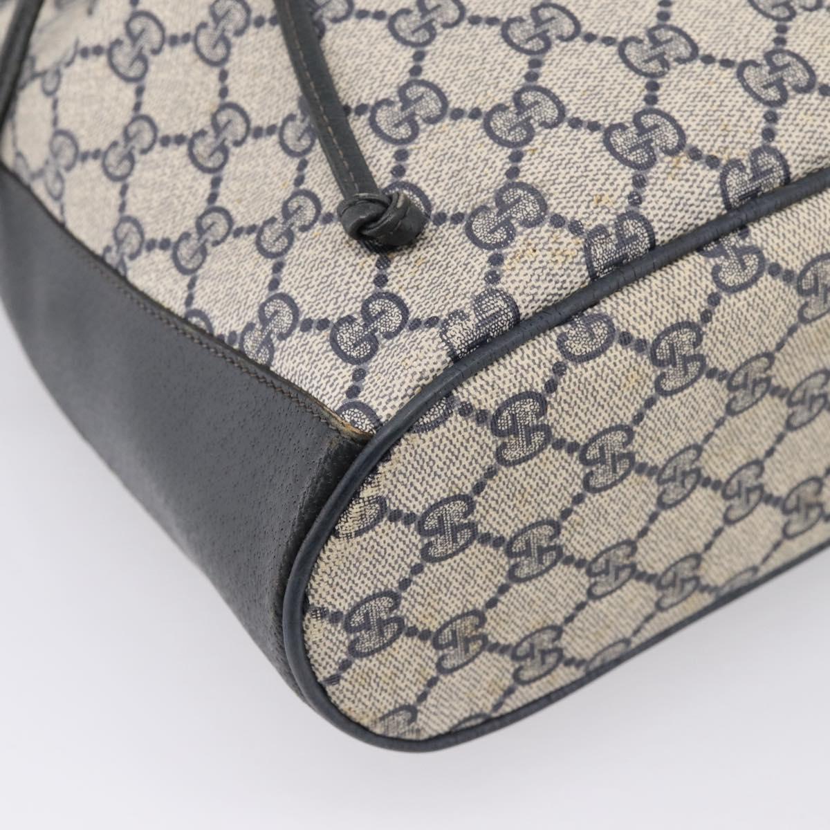 GUCCI GG Supreme Sherry Line Shoulder Bag PVC Navy Gold 41 02 034 Auth ka6694