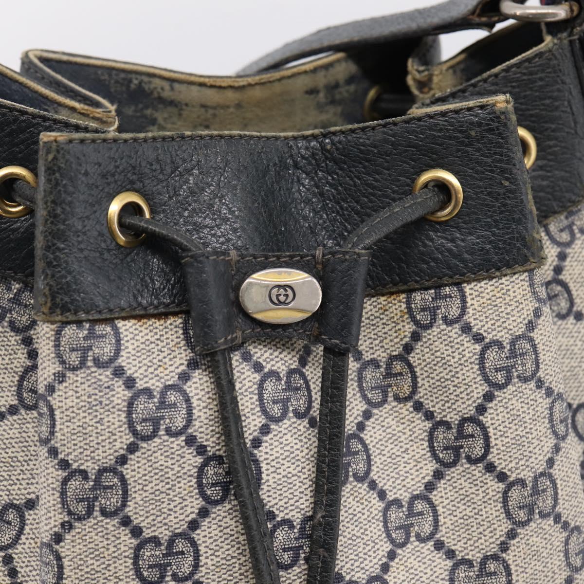 GUCCI GG Supreme Sherry Line Shoulder Bag PVC Navy Gold 41 02 034 Auth ka6694