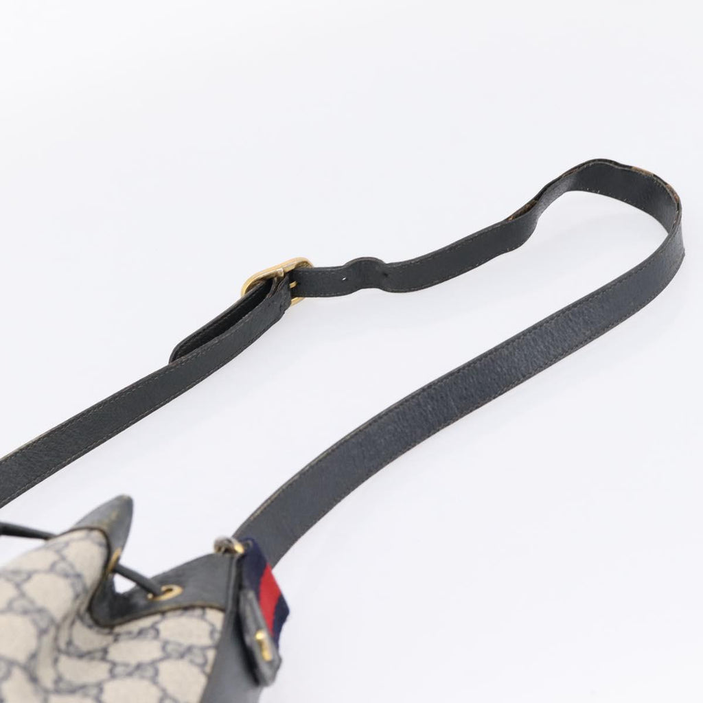 GUCCI GG Supreme Sherry Line Shoulder Bag PVC Navy Gold 41 02 034 Auth ka6694