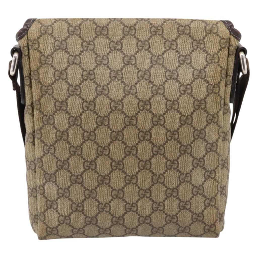GUCCI GG Supreme Shoulder Bag PVC Beige Silver 223666 Auth ka6698