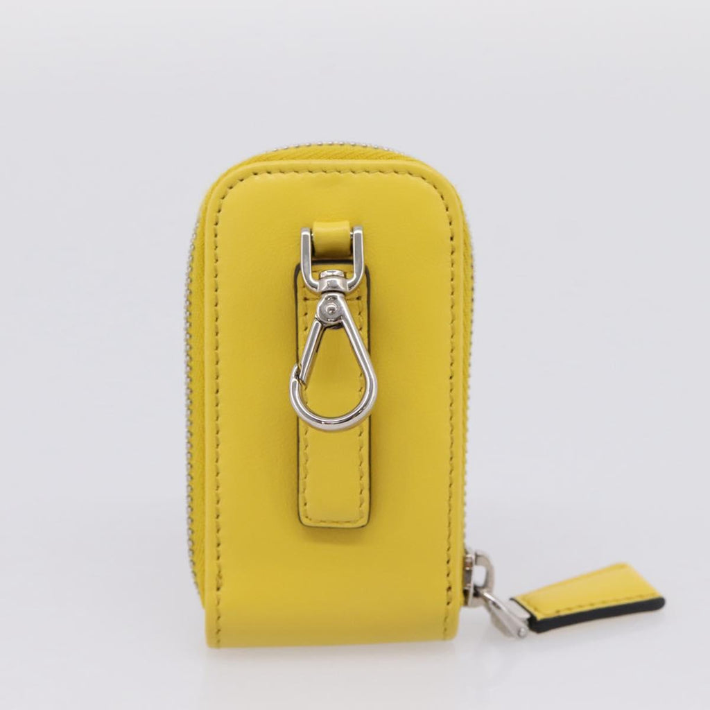 PRADA Triangle Shoulder Bag Leather Yellow Silver Auth ka6699M