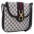 GUCCI GG Supreme Sherry Line Shoulder Bag PVC Navy Gold 30 001 1915 Auth ka6725