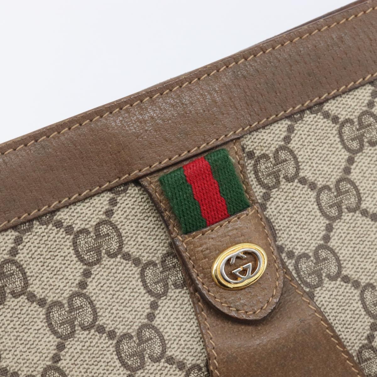 GUCCI GG Supreme Web Sherry Line Clutch Bag PVC Beige Gold 89 01 033 Auth ka6737