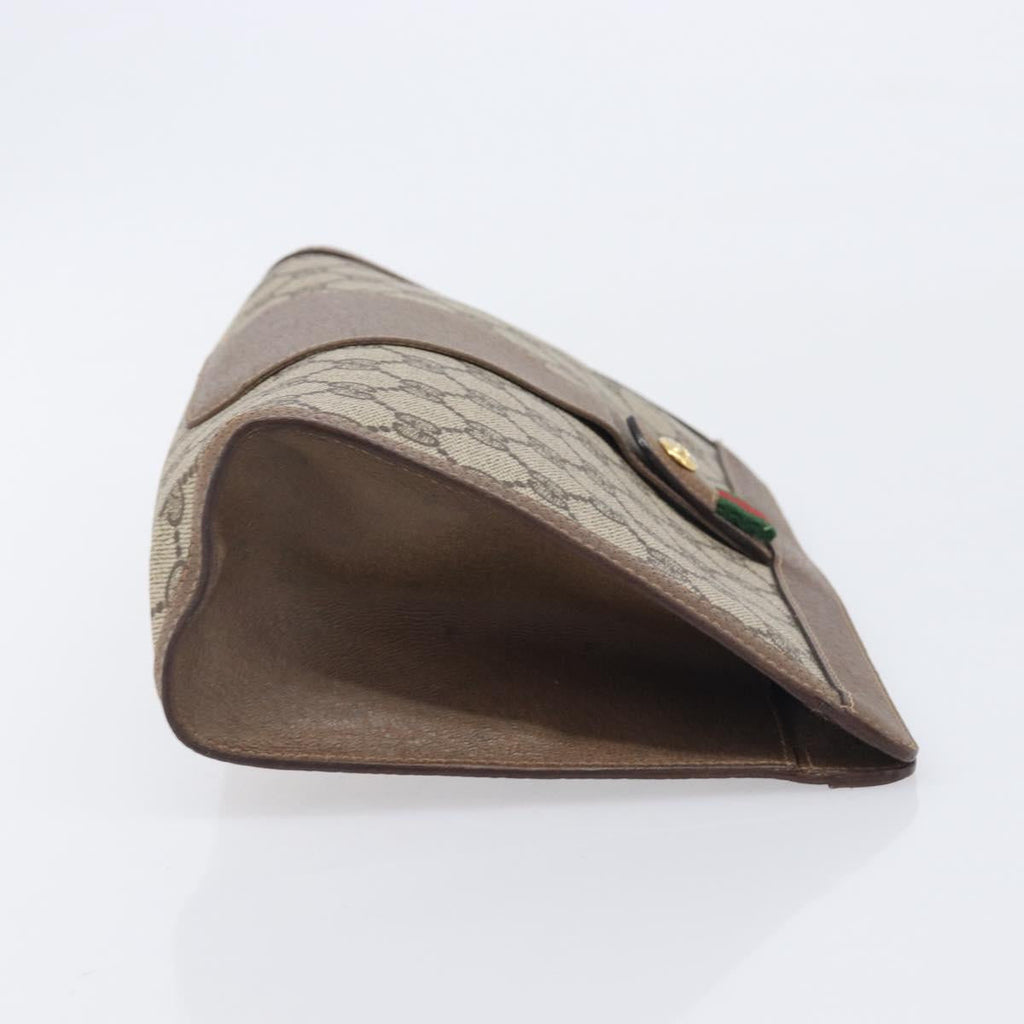 GUCCI GG Supreme Web Sherry Line Clutch Bag PVC Beige Gold 89 01 033 Auth ka6737