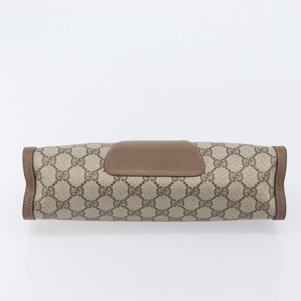 GUCCI GG Supreme Web Sherry Line Clutch Bag PVC Beige Gold 89 01 033 Auth ka6737
