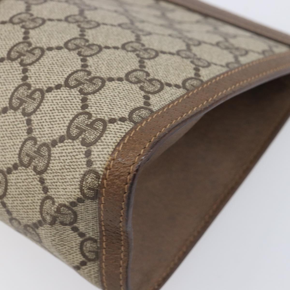GUCCI GG Supreme Web Sherry Line Clutch Bag PVC Beige Gold 89 01 033 Auth ka6737