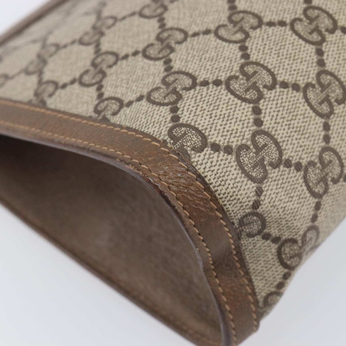 GUCCI GG Supreme Web Sherry Line Clutch Bag PVC Beige Gold 89 01 033 Auth ka6737