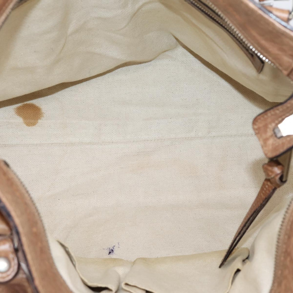 GUCCI Miss GG Hand Bag Leather Brown Silver 323675 Auth ka6739