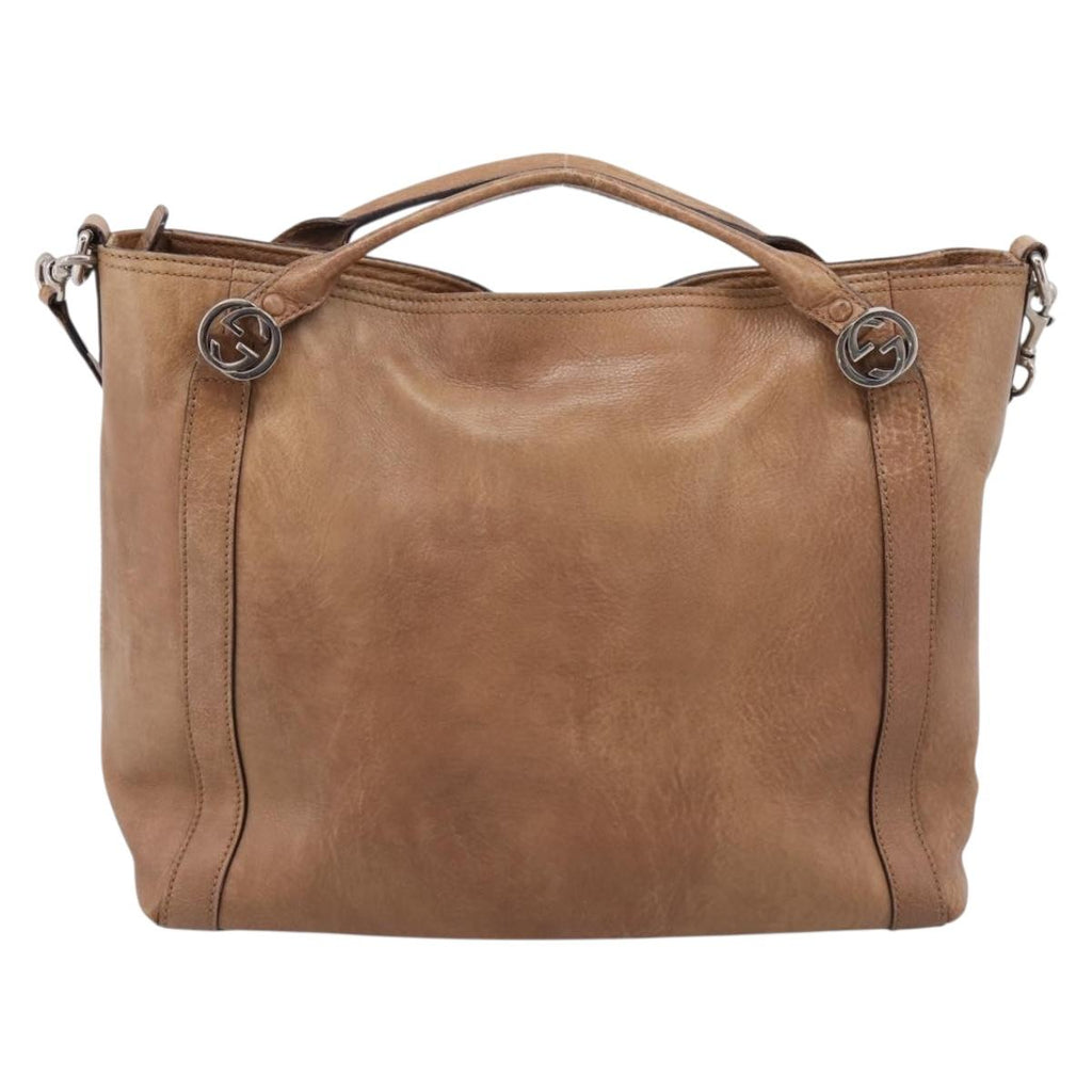 GUCCI Miss GG Hand Bag Leather Brown Silver 323675 Auth ka6739