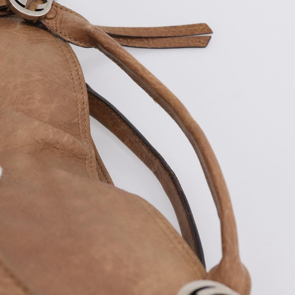 GUCCI Miss GG Hand Bag Leather Brown Silver 323675 Auth ka6739