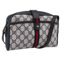 GUCCI GG Supreme Sherry Line Shoulder Bag PVC Navy Gold 89 02 055 Auth ka6748